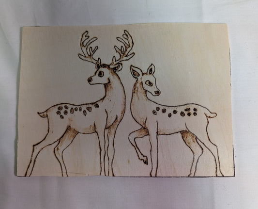 Art Pyrography on wood Deer Original One of a kind