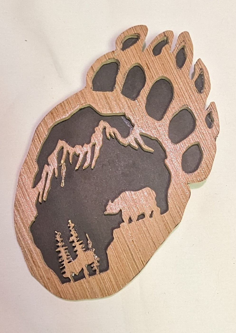 Art Emblem Scroll Sawn Bear Claw " Bear on a Rock Face"