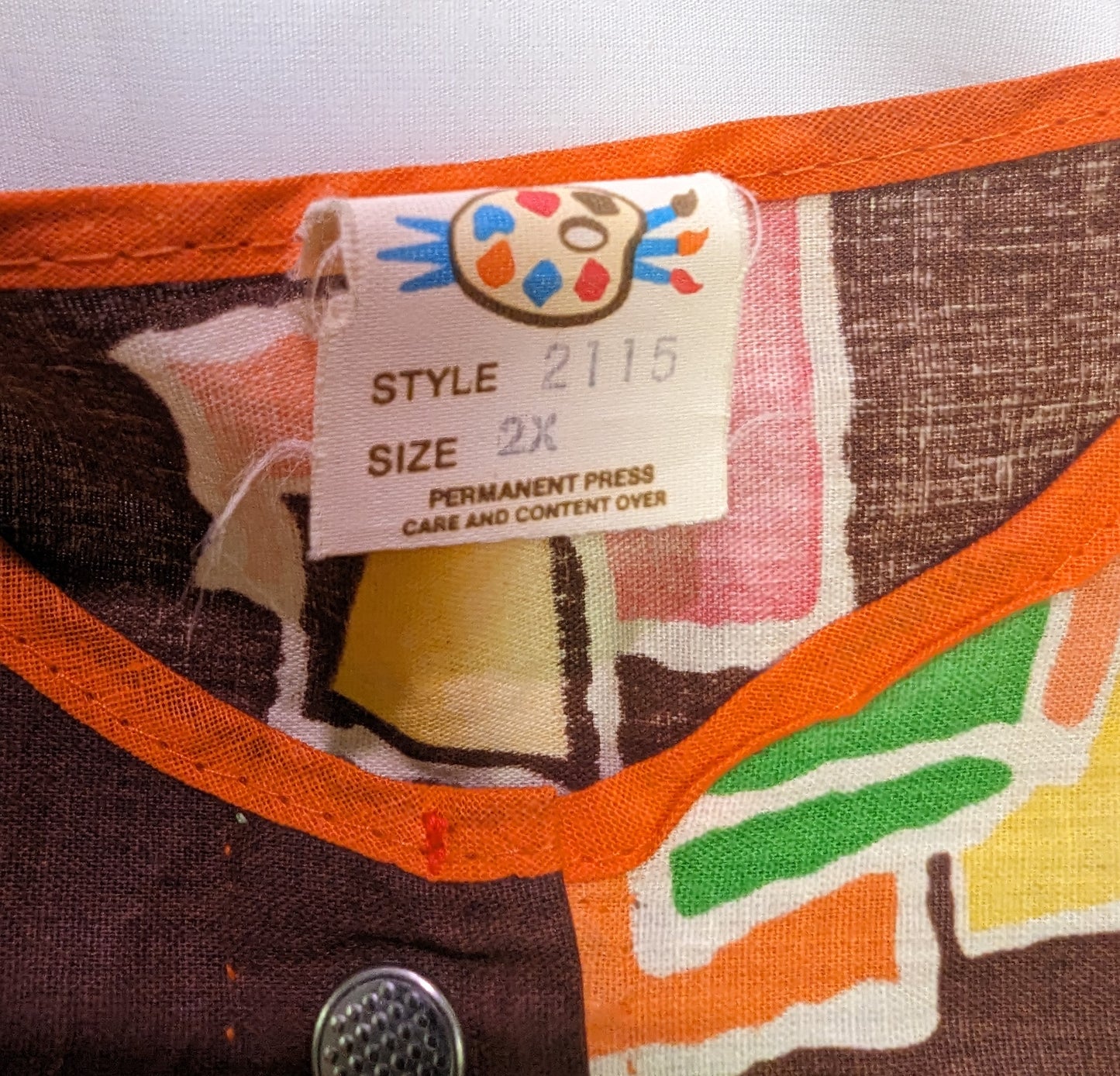 Vintage Panting Teachers Smock in Orange Base Pocketed