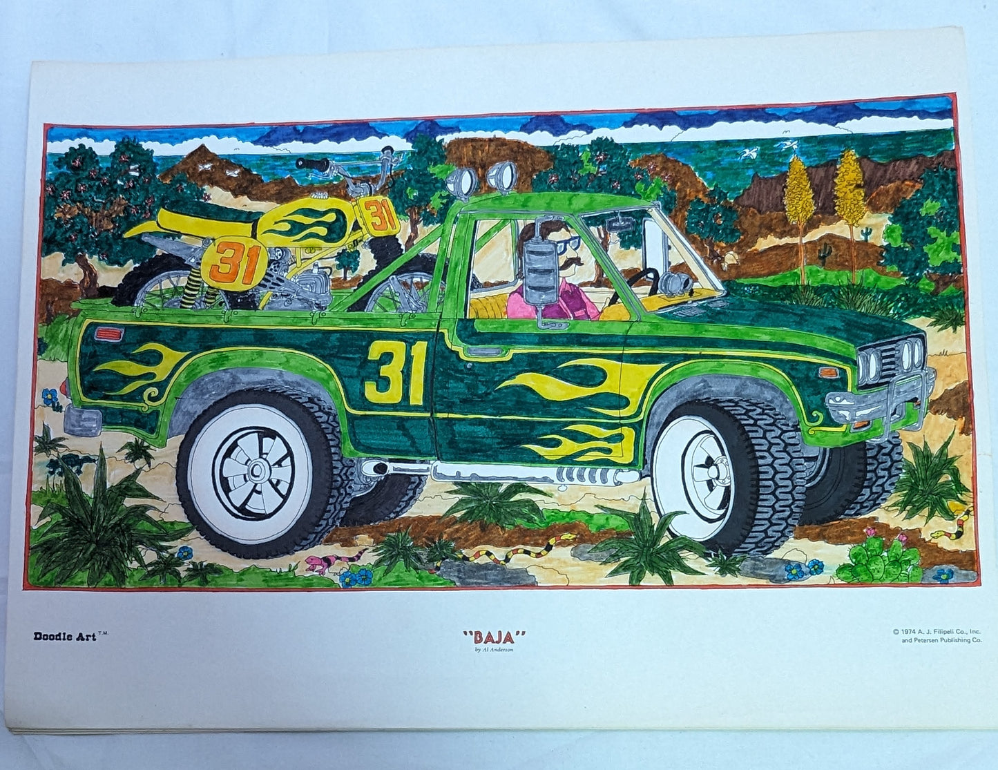 Art Very Rare Vintage Doodle Art 1971 A.J. Filipeli Co Inc Petersen Publishing Co Prints
