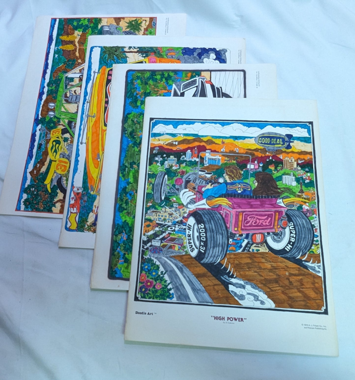 Art Very Rare Vintage Doodle Art 1971 A.J. Filipeli Co Inc Petersen Publishing Co Prints