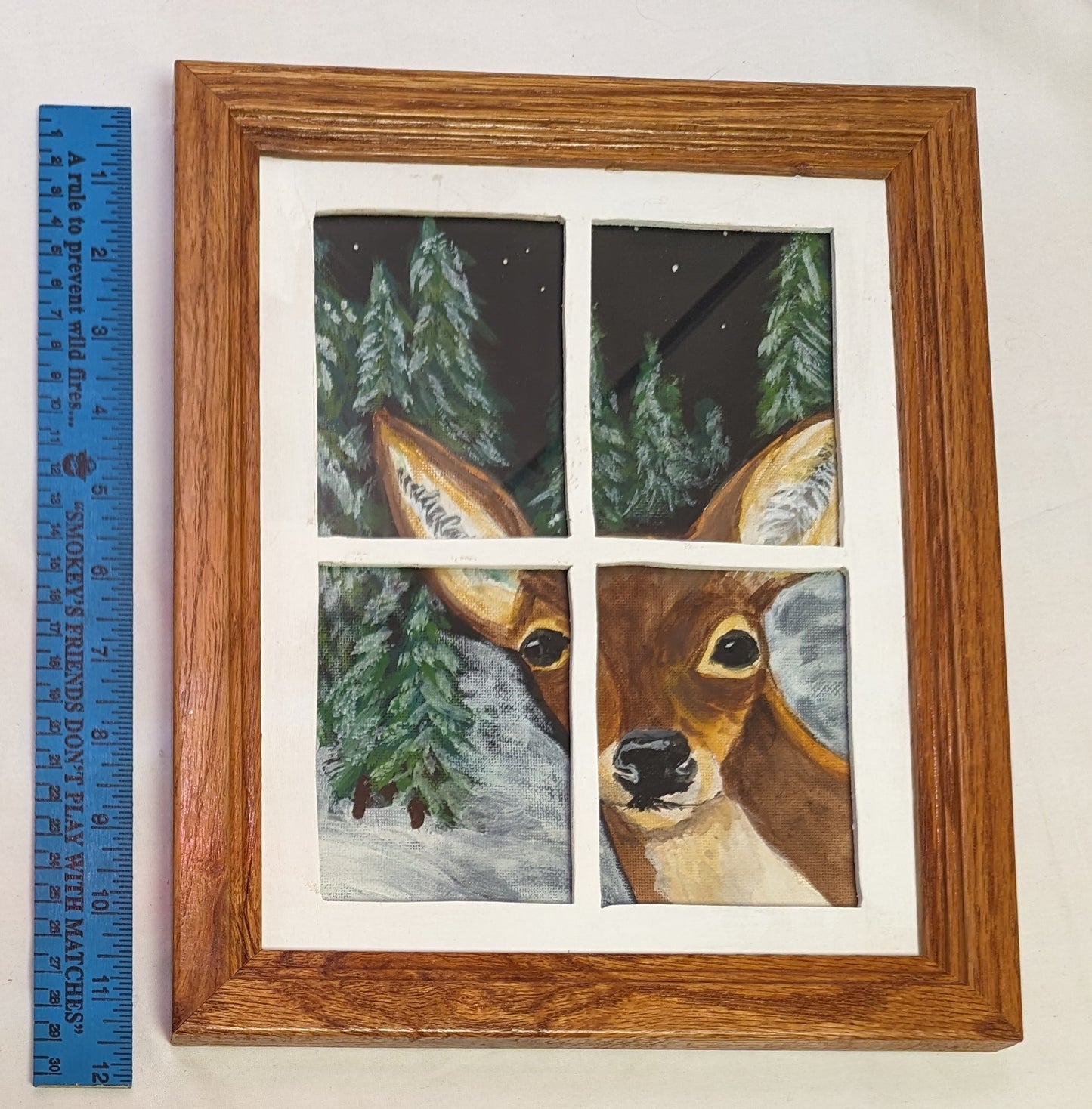 Art Painting on Canvas Board " Dear Face in Window"  Layered in Frame under glass