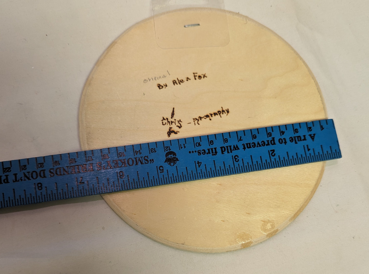 Art Pyrography on wood round ' Tiger Face" Acredited Artist