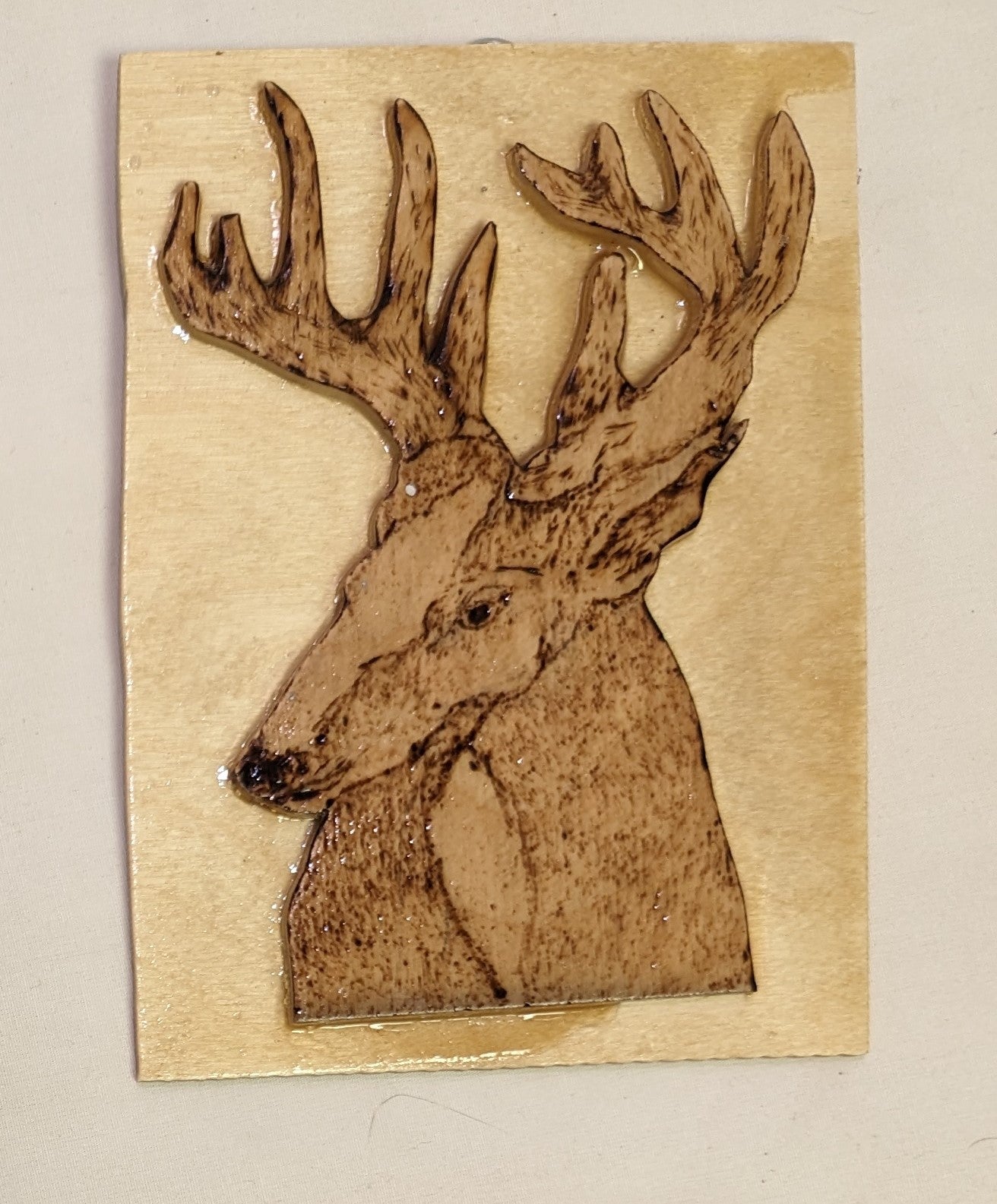 Art Craftwork  Scroll Sawed and Pyrography on wood of Dear Head