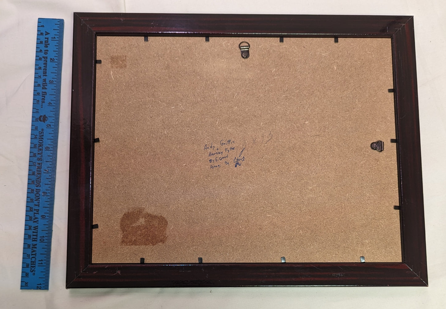 Art Pyrography Caricature  on wood " Andy and Barney " in frame under glass