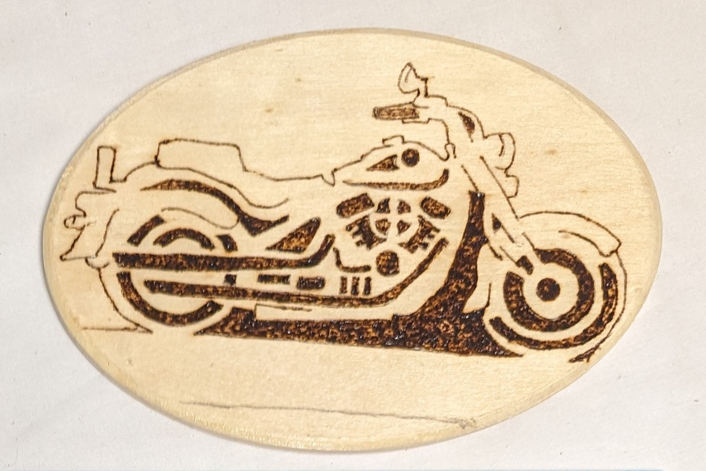 Art Hand Pyrography on wood " V Twin Motorcycle"