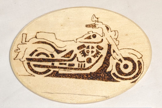 Art Hand Pyrography on wood " V Twin Motorcycle"