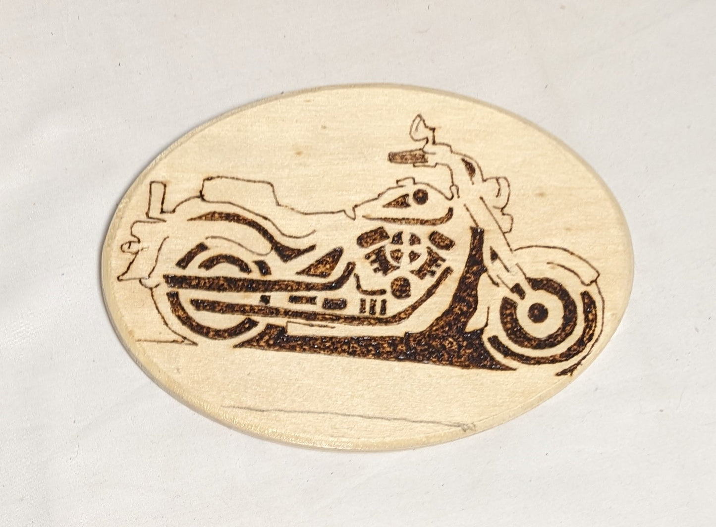 Art Hand Pyrography on wood " V Twin Motorcycle"
