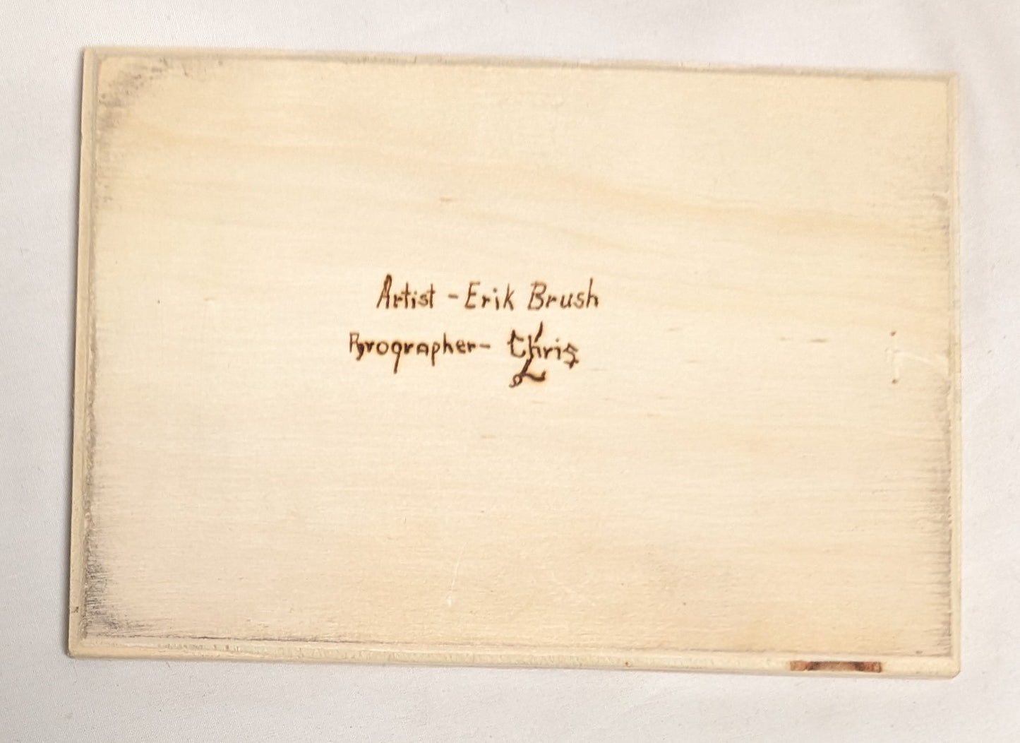 Art Hand Pyrography on Wood "Leopard Drinking" Credited and Autographed