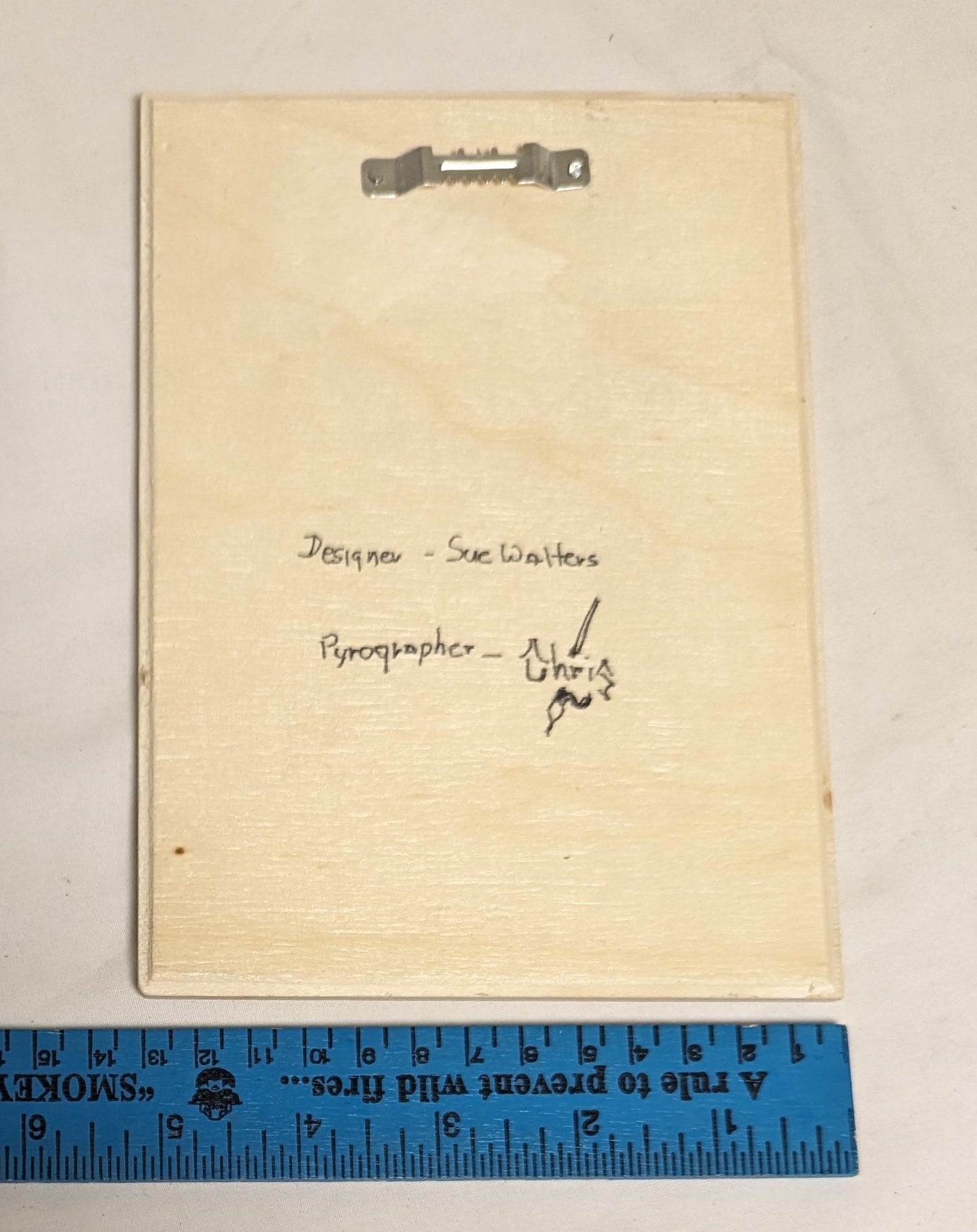 Art Hand Pyrography on wood " Buck Head' Credited and signed