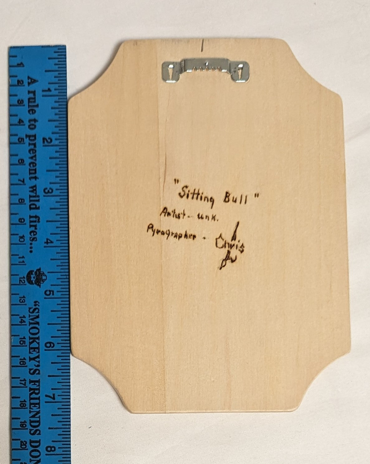 Art Pyrography on wood Native American Portrait "Sitting Bull" Autographed