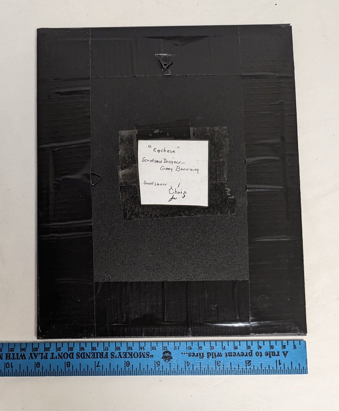 Art Hand Scroll Sawn Cut Out " Cochese" Portait in frame under glass  Credited and Autographed