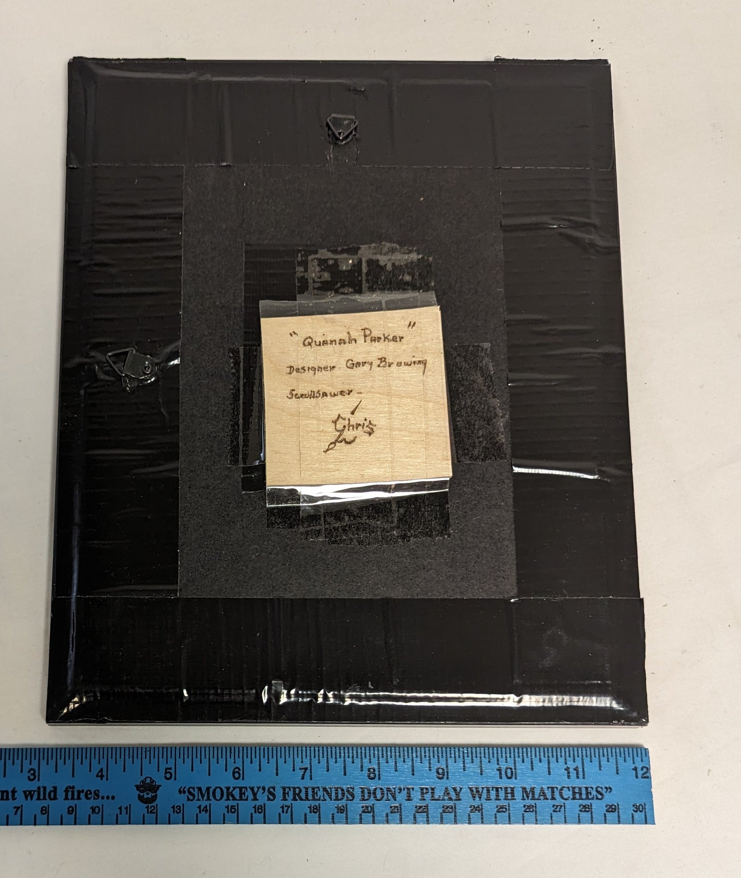 Art Hand Scroll Sawn Cut Out " Quanah Parker " Portait in frame under glass  Credited and Autographed