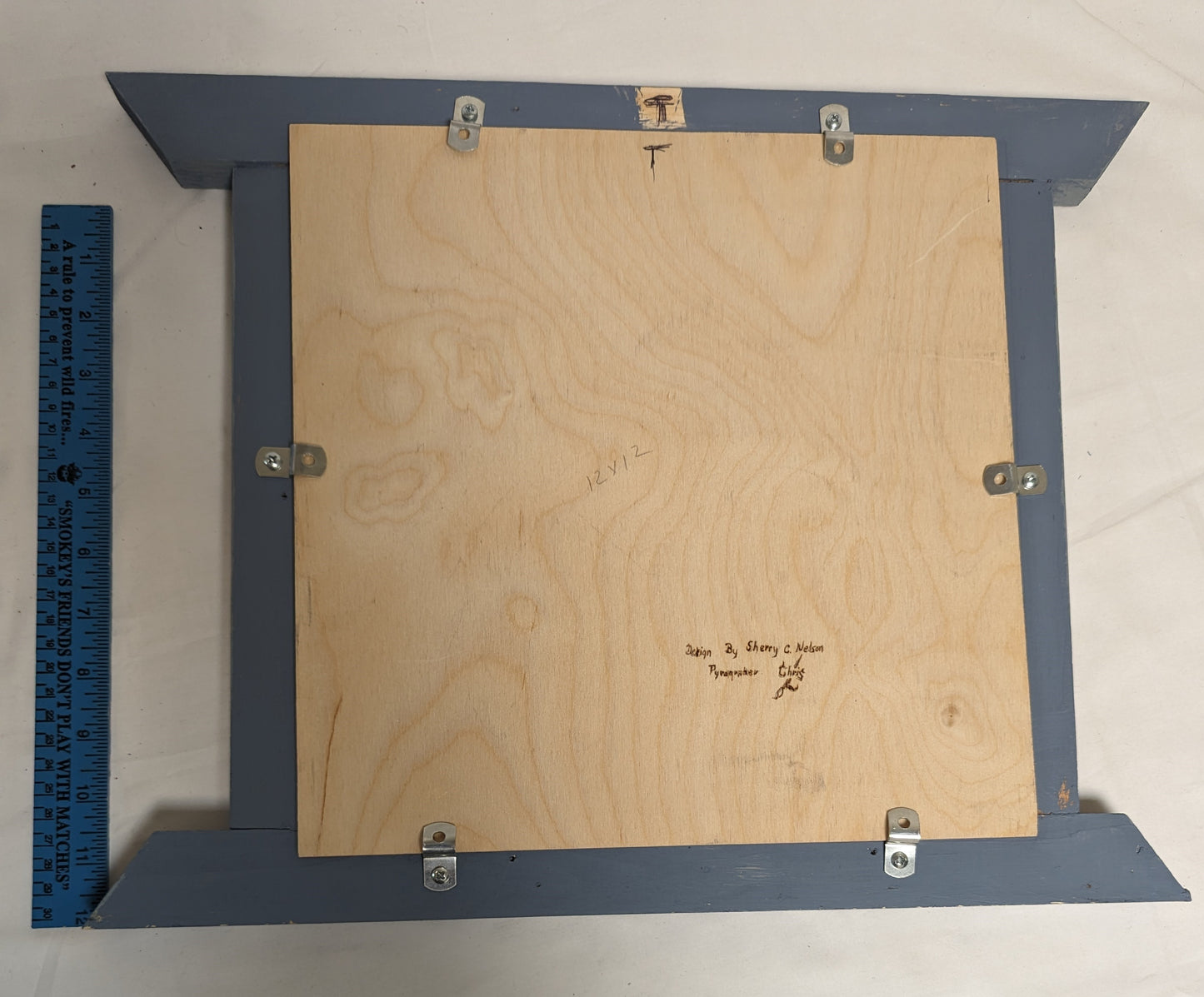 Art HandMade Pyrography on wood in custom  Frame ' Owl On Branch" 2/3 Credited and autographed