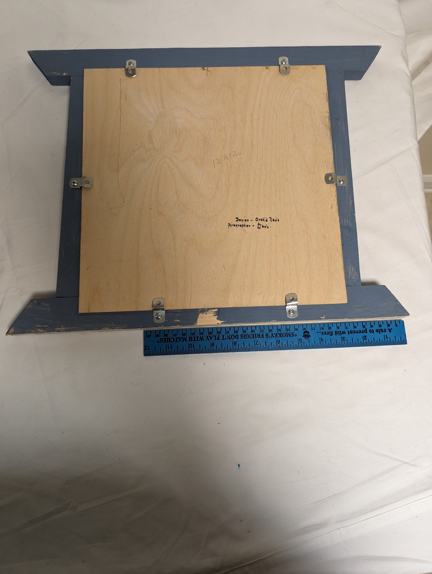 Art Hand made Pyrography on wood in custom Frame ' Owl On Branch" 3/3 Credited and autographed