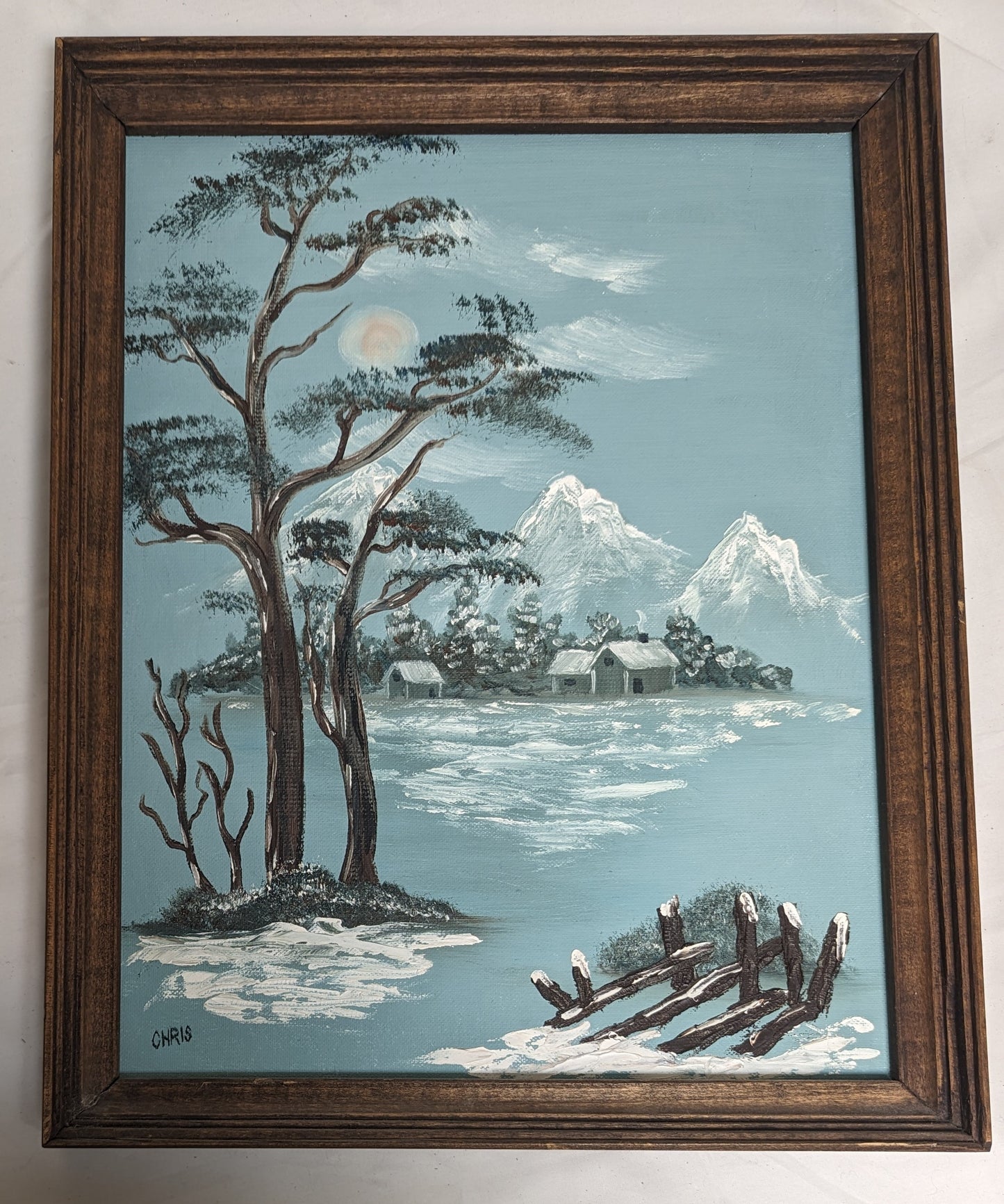 Art Vintage Hand Painted on canvas  " Mallard Duck in Flight"' Autographed Dated 04/01/82