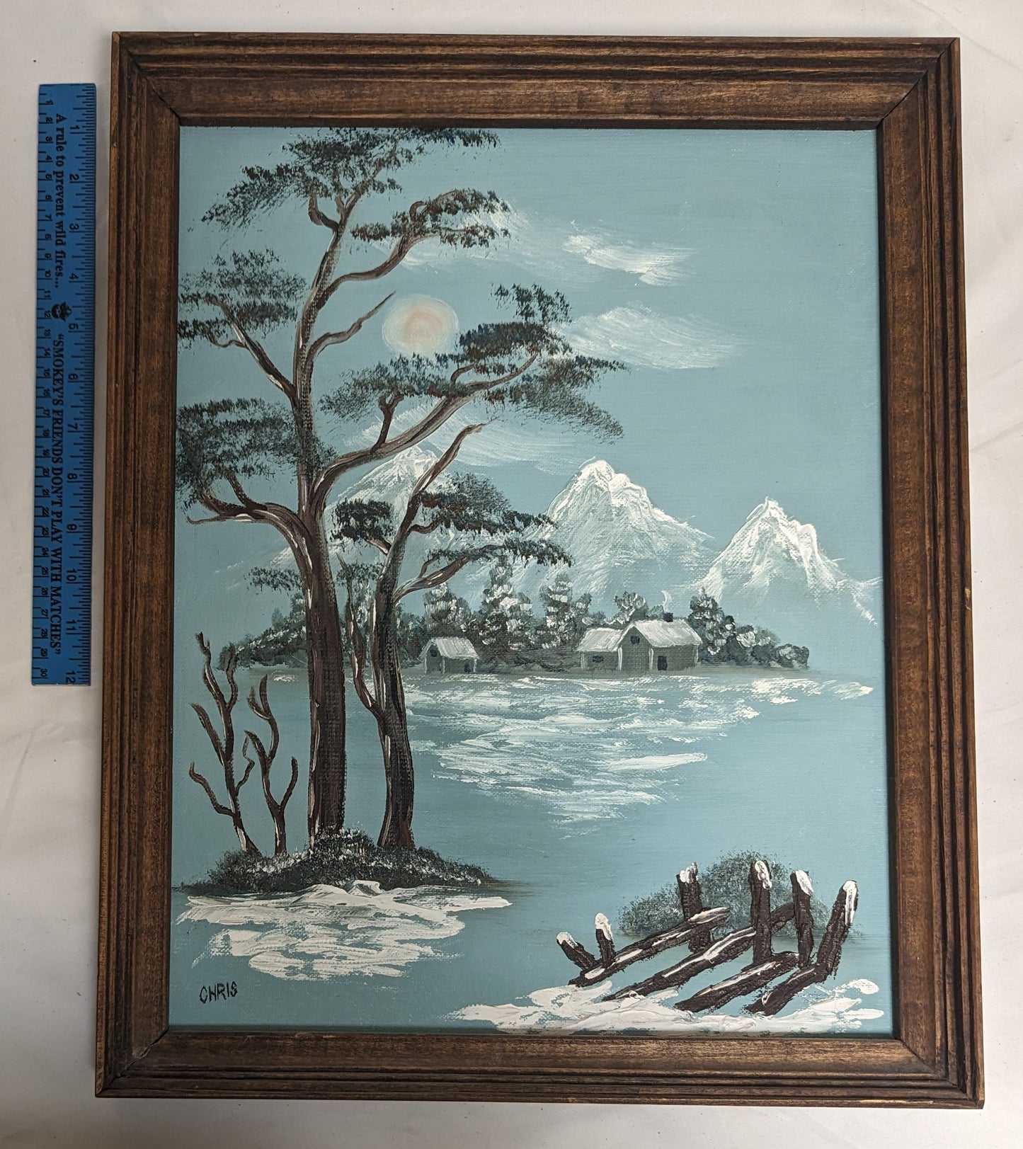 Art Vintage Hand Painted on canvas  " Mallard Duck in Flight"' Autographed Dated 04/01/82