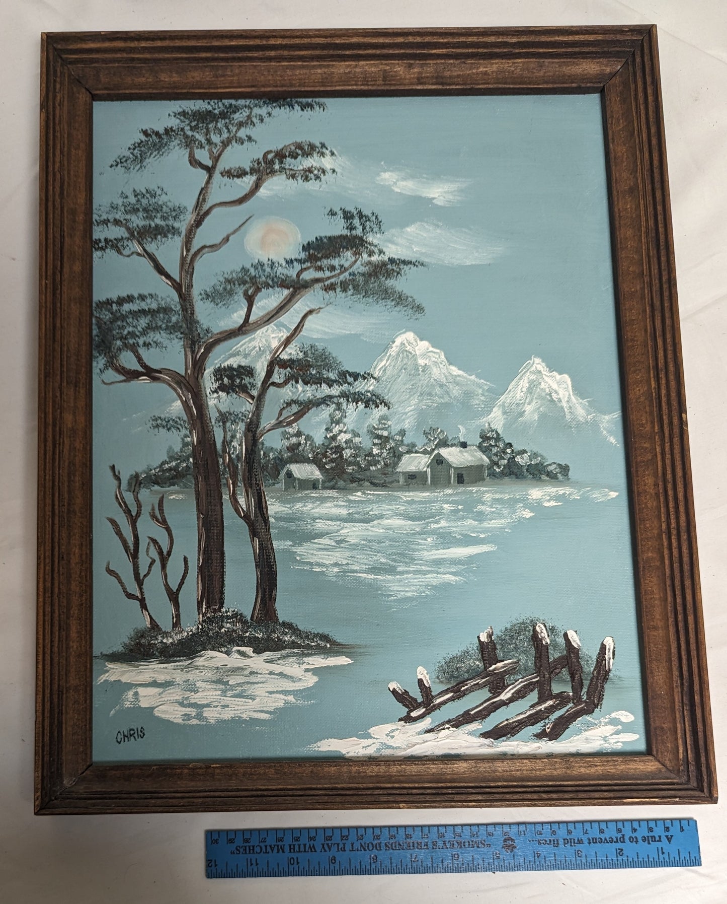 Art Vintage Hand Painted on canvas  " Mallard Duck in Flight"' Autographed Dated 04/01/82