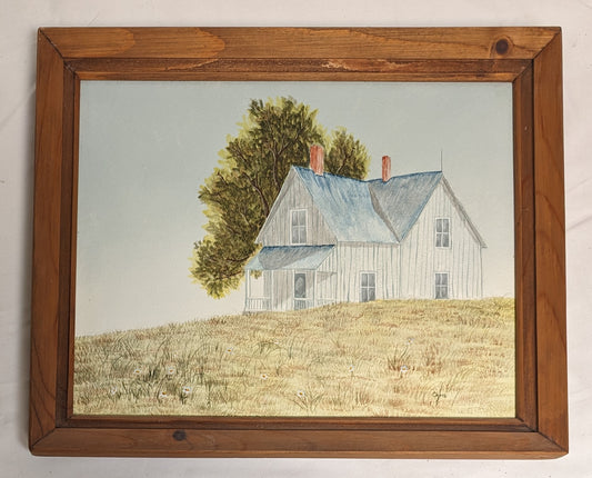 Art Vintage Hand Painted on canvas  " Little House on the Prairie"' Autographed