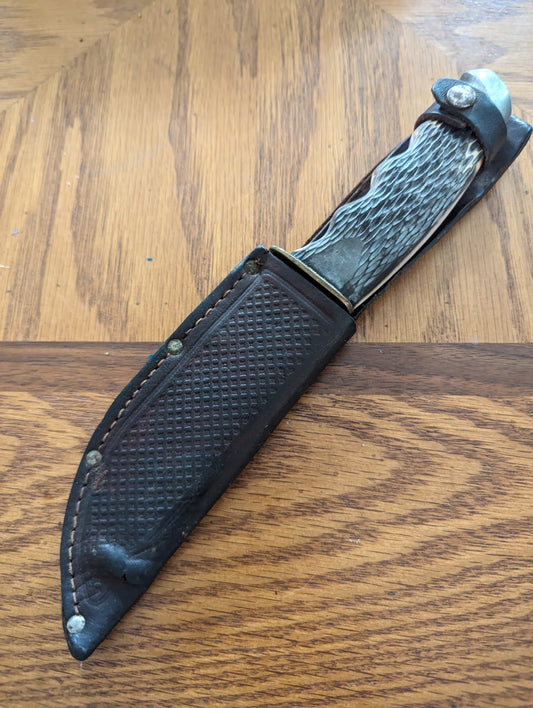 Vintage Schrade & Walden N.Y. USA Model 147 Skinning knife w/ Stagalon handle