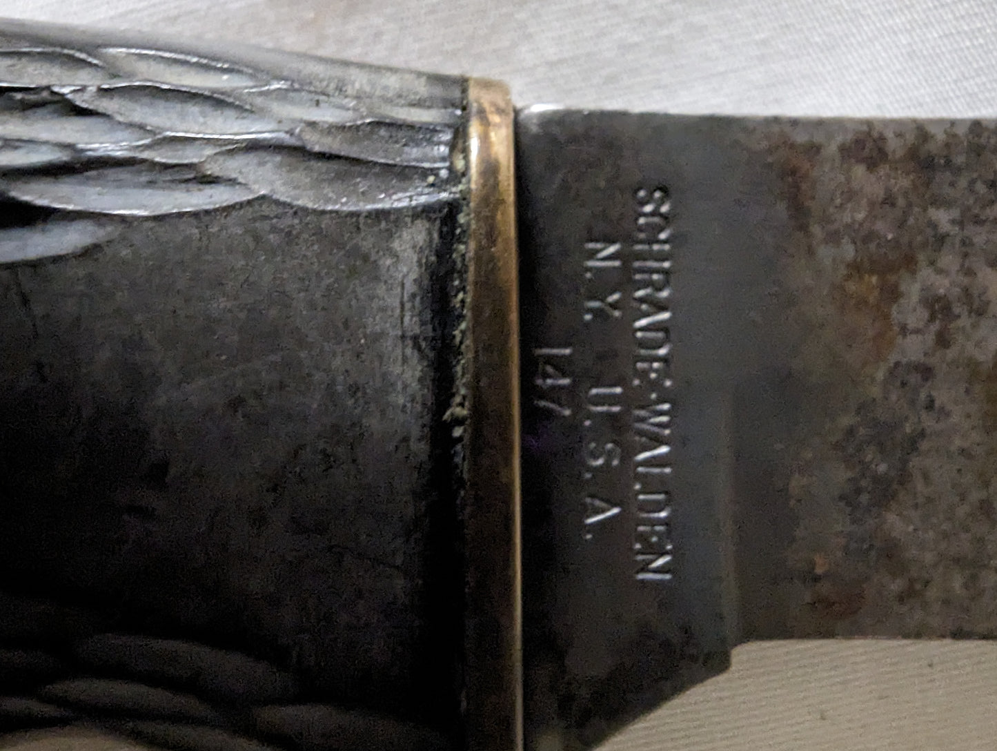 Vintage Schrade & Walden N.Y. USA Model 147 Skinning knife w/ Stagalon handle